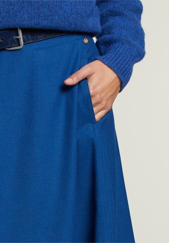 Blauwe Uni Midi Rok