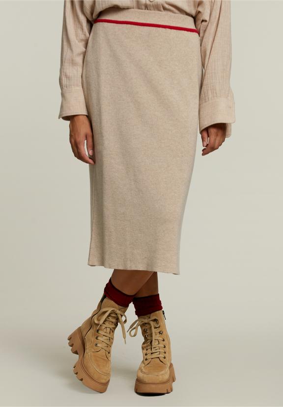 Beige Midi-Rok