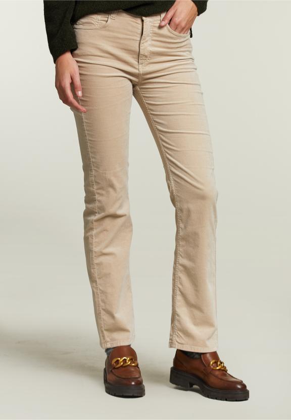 Pantalon 5 poches en velours beige