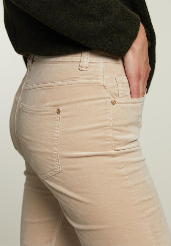 Pantalon 5 poches en velours beige