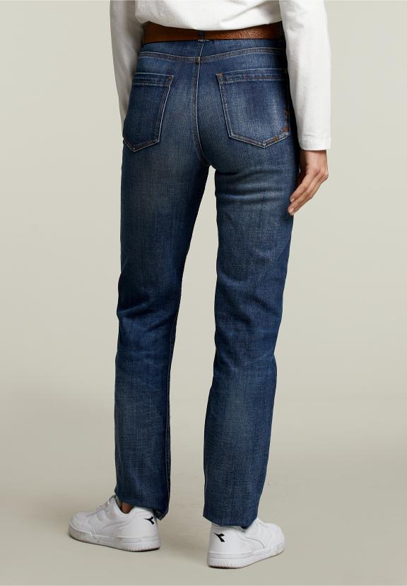 Jean droit taille haute en denim