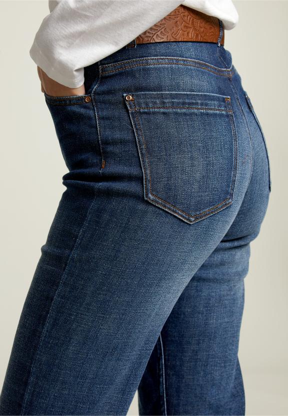 Jean droit taille haute en denim