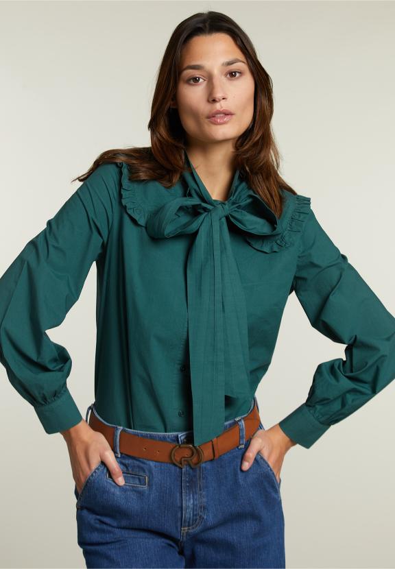 Groene Blouse Met Strik