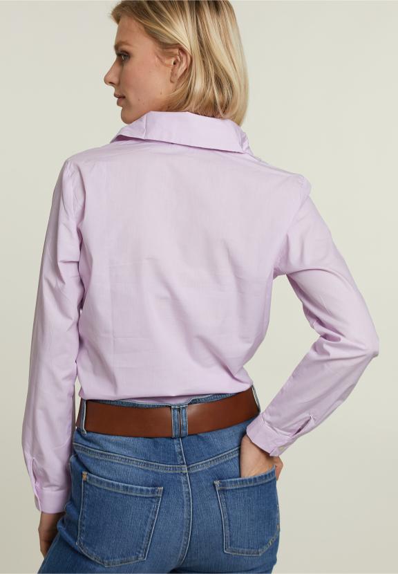 Blouse Rayée Rose à Col Montant