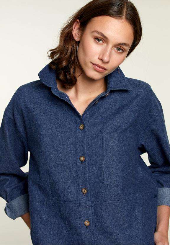 Chemise Bleue avec Poche Plaquée - Multi