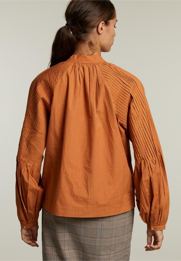 Blouse Marron à Manches Ballon - Orange