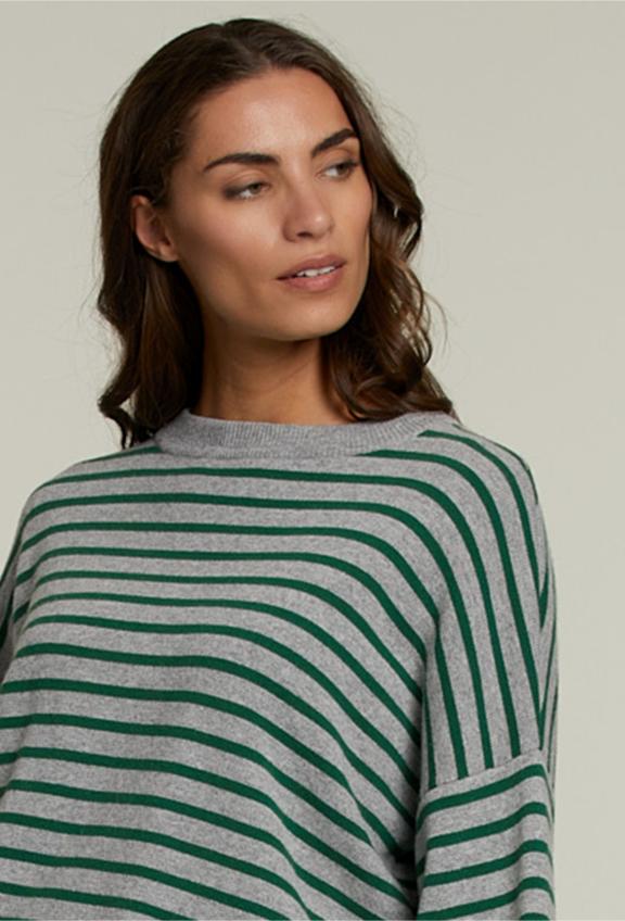 Pull Rayé Vert/Gris