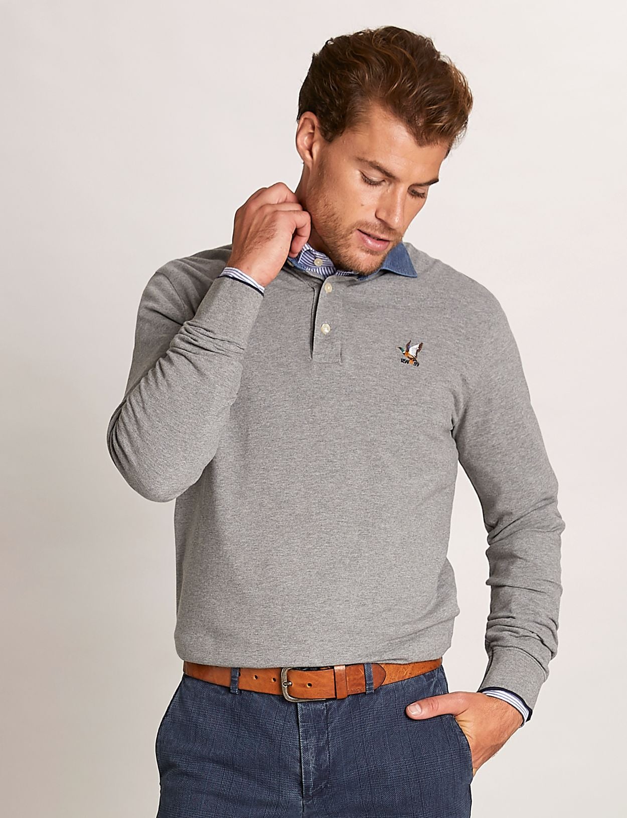 Homme Polo En Coton Sur Mesure De Couleur Grise