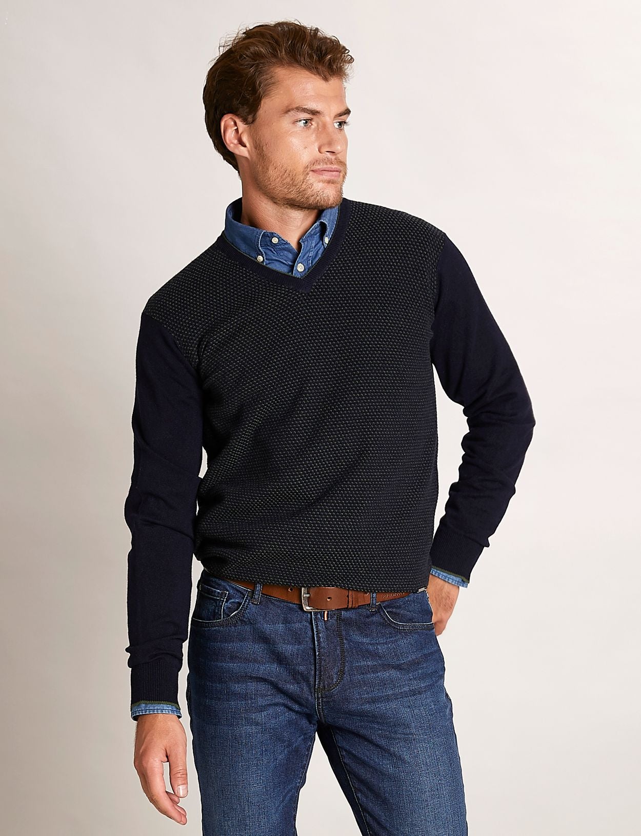 Man Aangepaste Jacquard Patroon Pullover In Multi