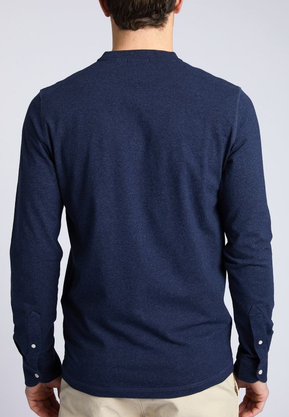 Man Denim Blauwe Henley T-shirt