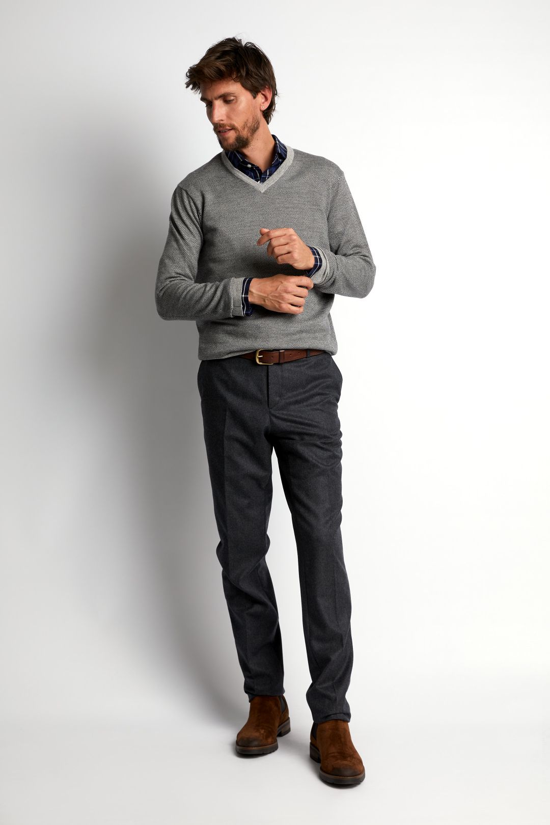 Homme Pantalons De Ville En Laine