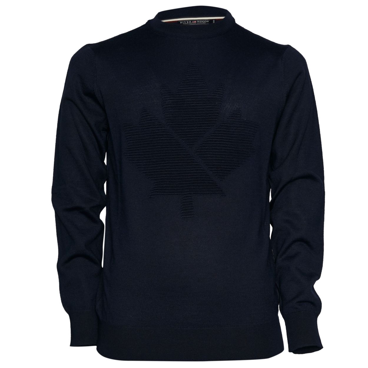 Man Navy Blauwe Trui Met Ronde Hals