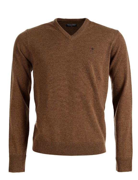 Homme Pull Basique À Col En V En Marron