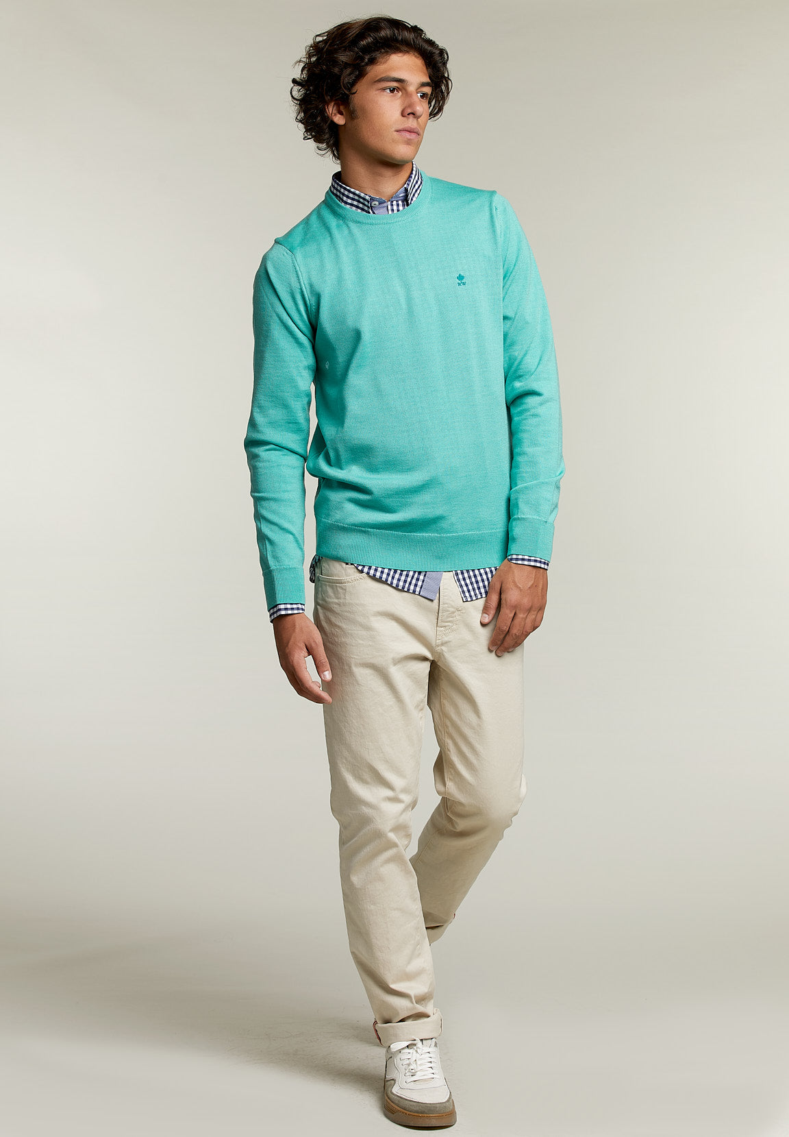 Basic Merino Crew Neck Pullover Margarita Mix - Green