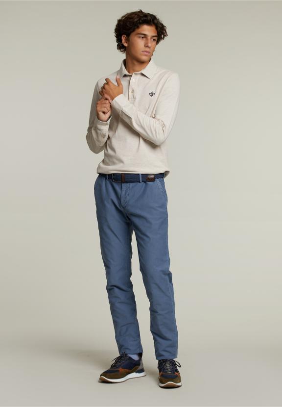 Slim Fit Katoenen Chino Harvard - Blauw