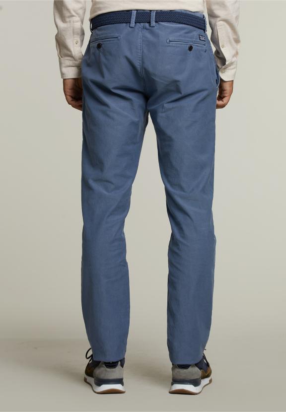 Slim Fit Katoenen Chino Harvard - Blauw