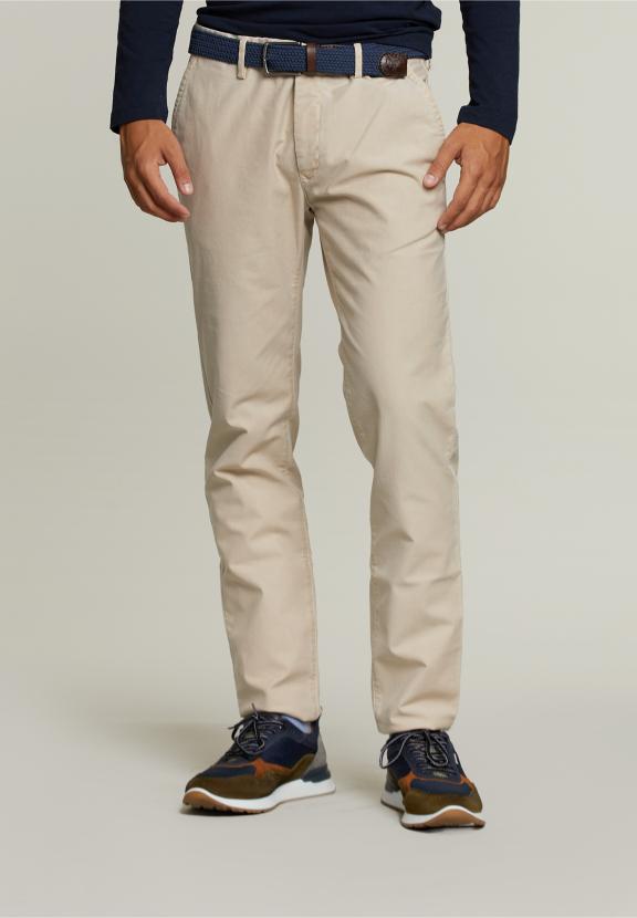 Slim Fit Katoenen Chino Peanut - Beige