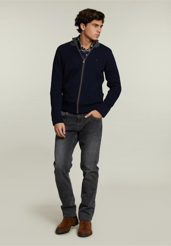 Strak Zittende 5-Pocket Jeans Grijs - Denim