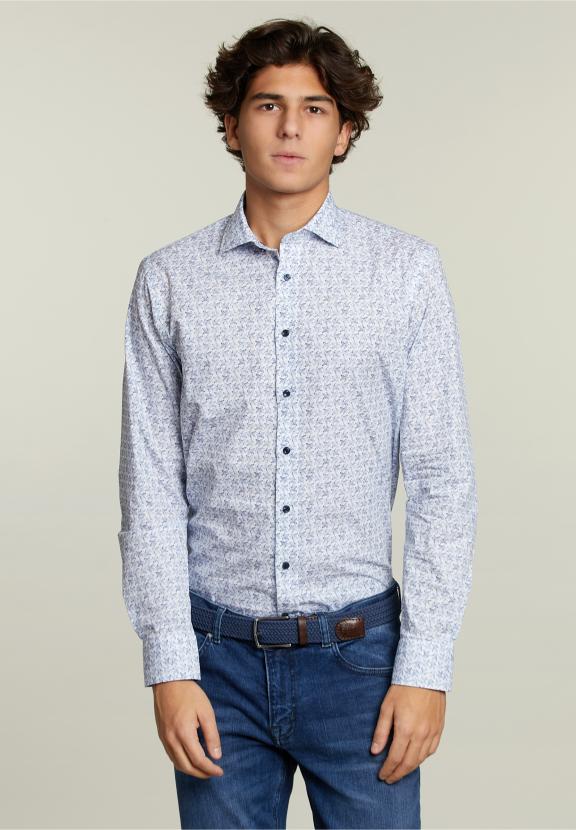 Chemise Fantaisie Sur Mesure Bleu/Blanc