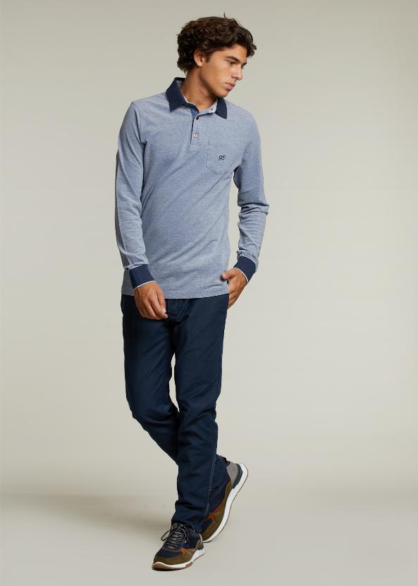 Polo en Coton Sur Mesure avec Poche Jeansmix - Bleu