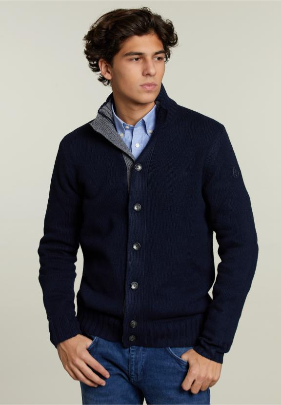 Pull en Laine et Cachemire Sur Mesure Bleu Marine - Bleu