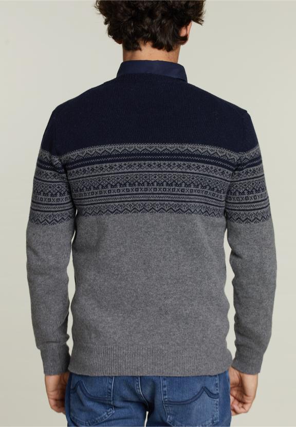 Pull en Laine Sur Mesure Marine - Bleu