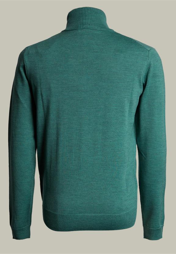 Slim Fit Merino Coltrui Scotch Mix - Groen