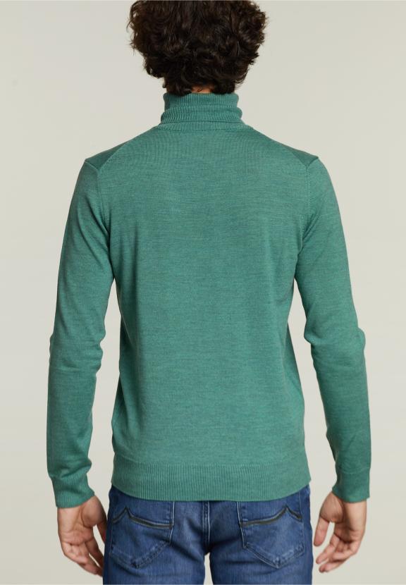 Slim Fit Merino Coltrui Scotch Mix - Groen