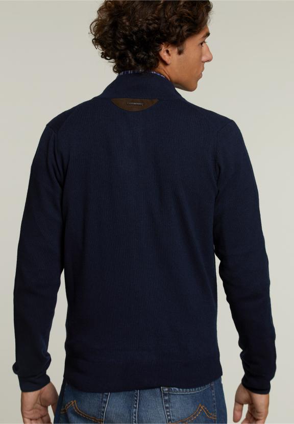 Aangepaste Pasvorm Mock Neck Pullover Marine - Blauw