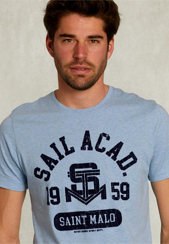 Normal Fit Basic T-Shirt Dark Victoria Mix - Blauw