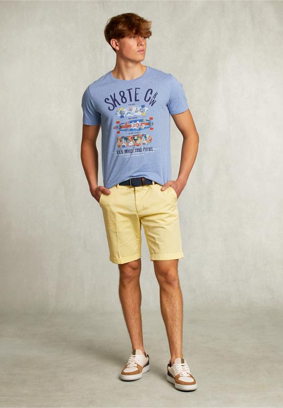 Normal Fit Basic T-Shirt Blue Gin Mel - Blauw