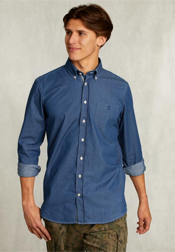 Custom Fit Jeans Shirt Dk Bleach - Denim
