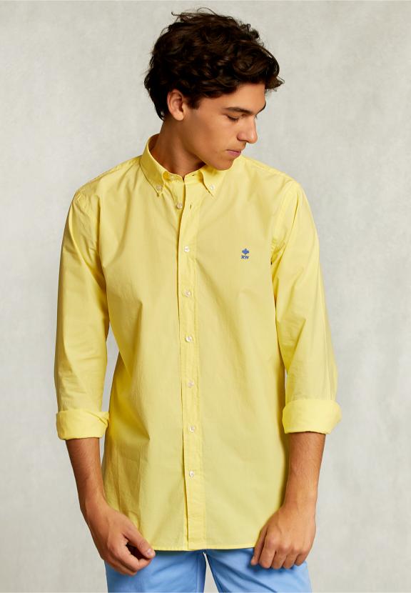 Custom Fit Poplin Shirt Banana - Geel