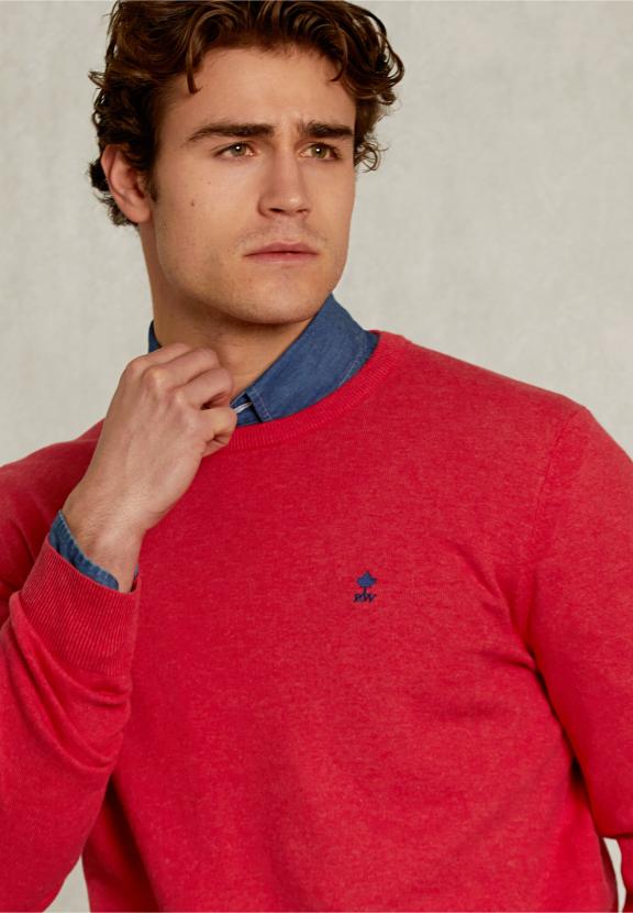 Normal Fit Basic Cotton Crew Neck Pullover Punch Mix - Oranje
