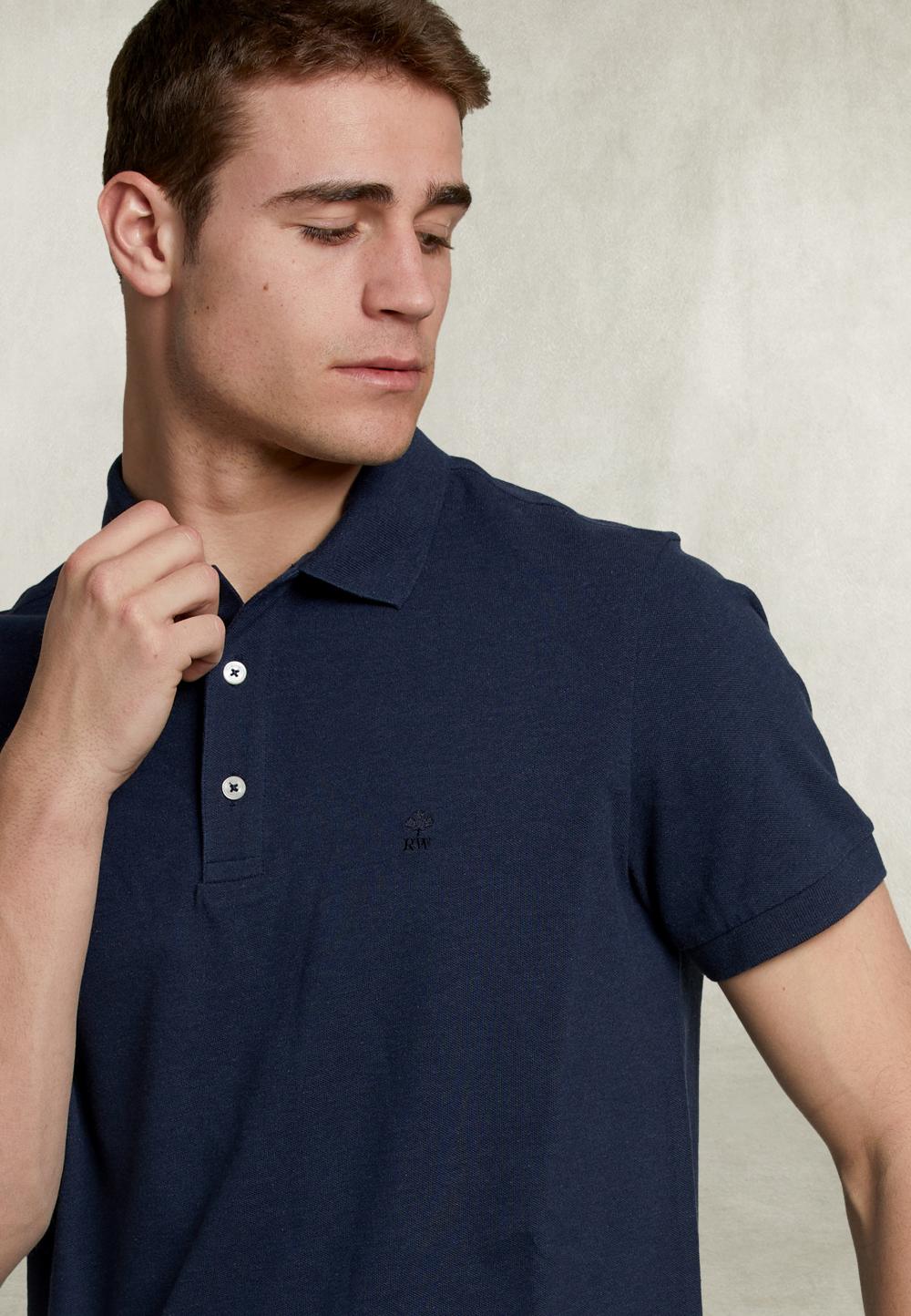 Custom Fit Pima Cotton Polo Denim Mix - Blauw