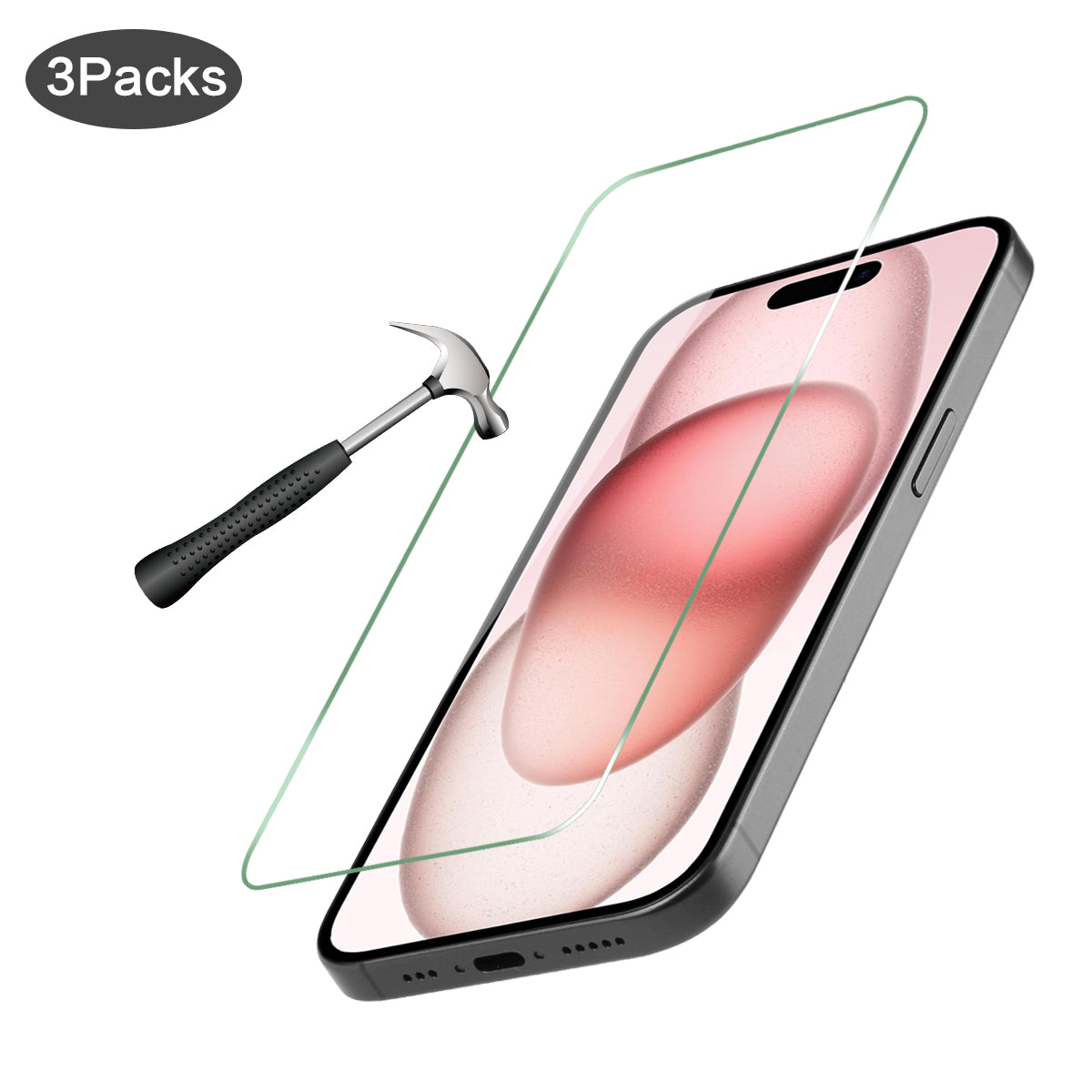 3-Pack Gehard Glas Iphone 15 - Transparant