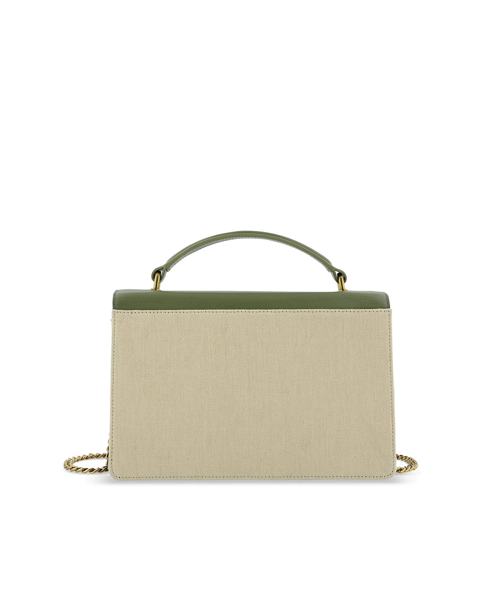 Solange Square Box Khaki Green & Canvas Bag