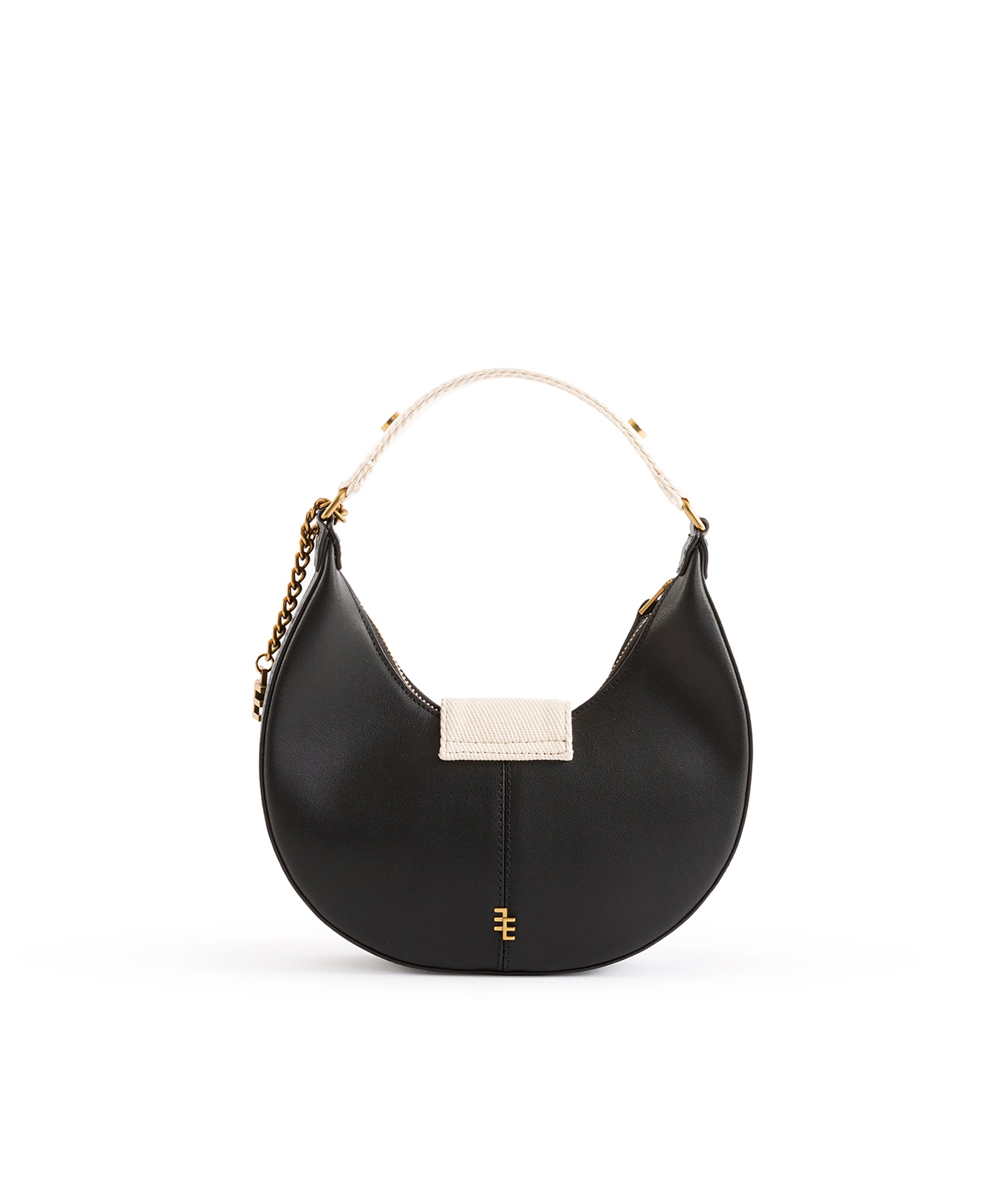 Nazarine Black Shoulder Scoop Black & Canvas Bag