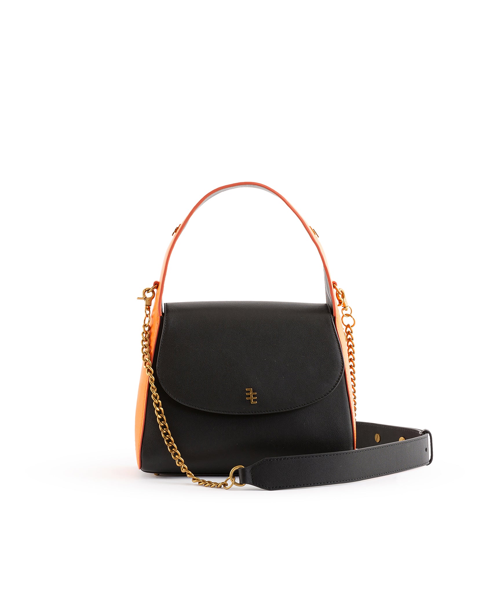 Gabrielle Square Handle Orange & Black Bag