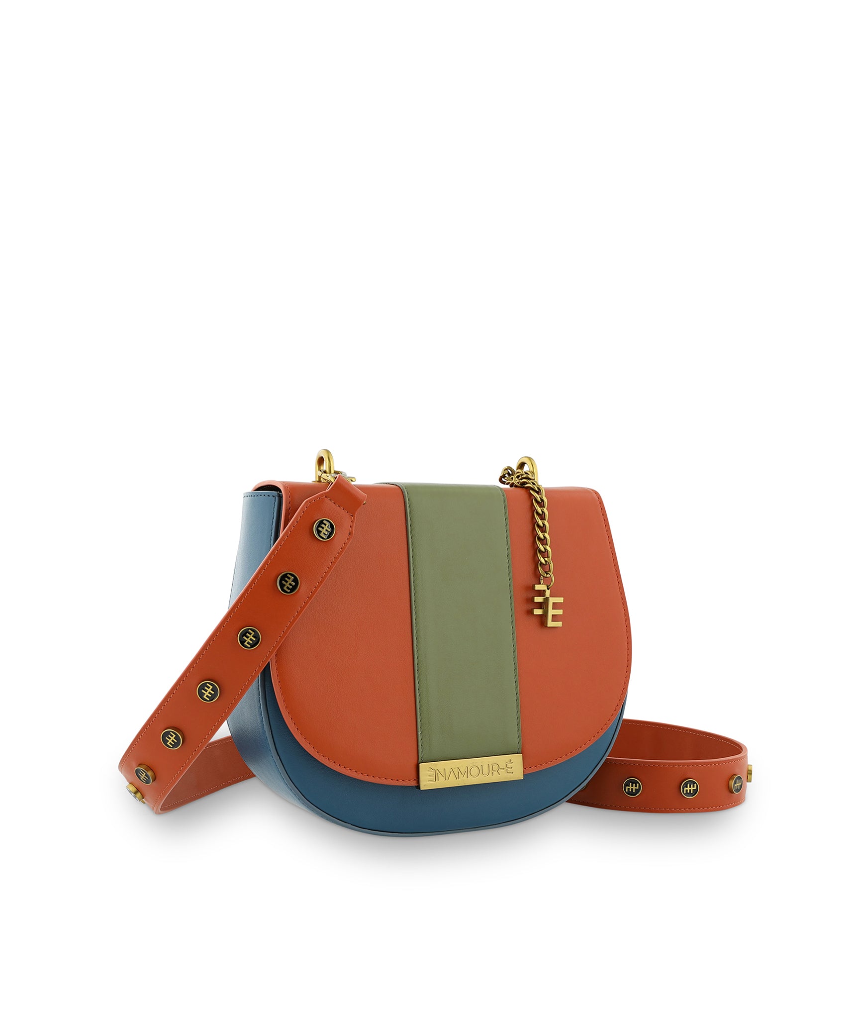 Lilou Ocean Blue & Khaki Green & Cinnamon Bag