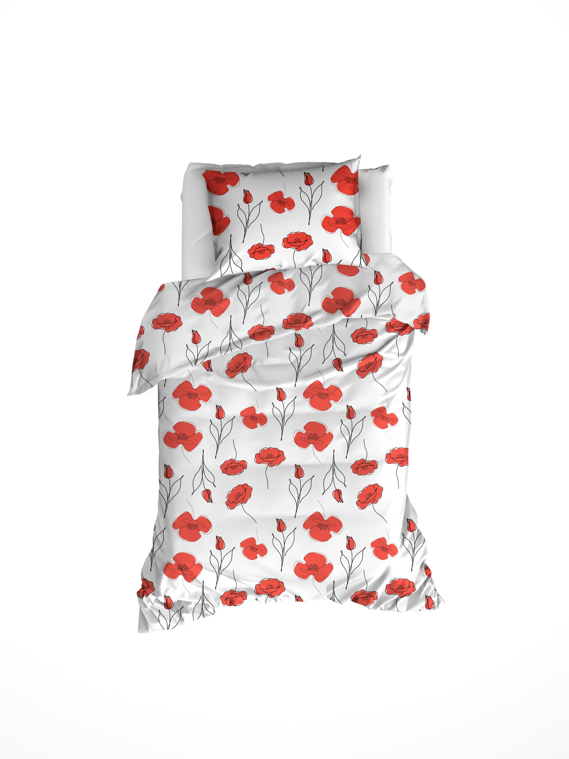 Parure linge de lit papaver poppy red